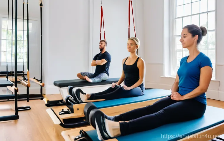 필라테스 강사 국제 자격증 - **A highly professional and internationally certified Pilates instructor, a poised woman in her late...